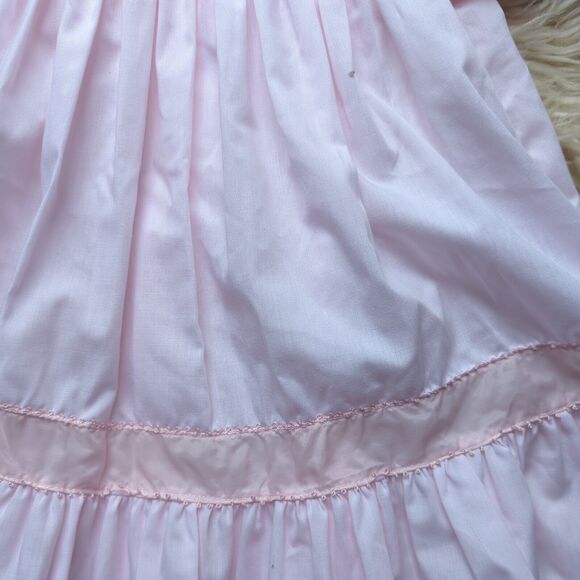 Vintage Bryan Pale Pink Lace 2T Pinafore Ruffle Short Sleeve Christening Dress - Picture 2 of 11